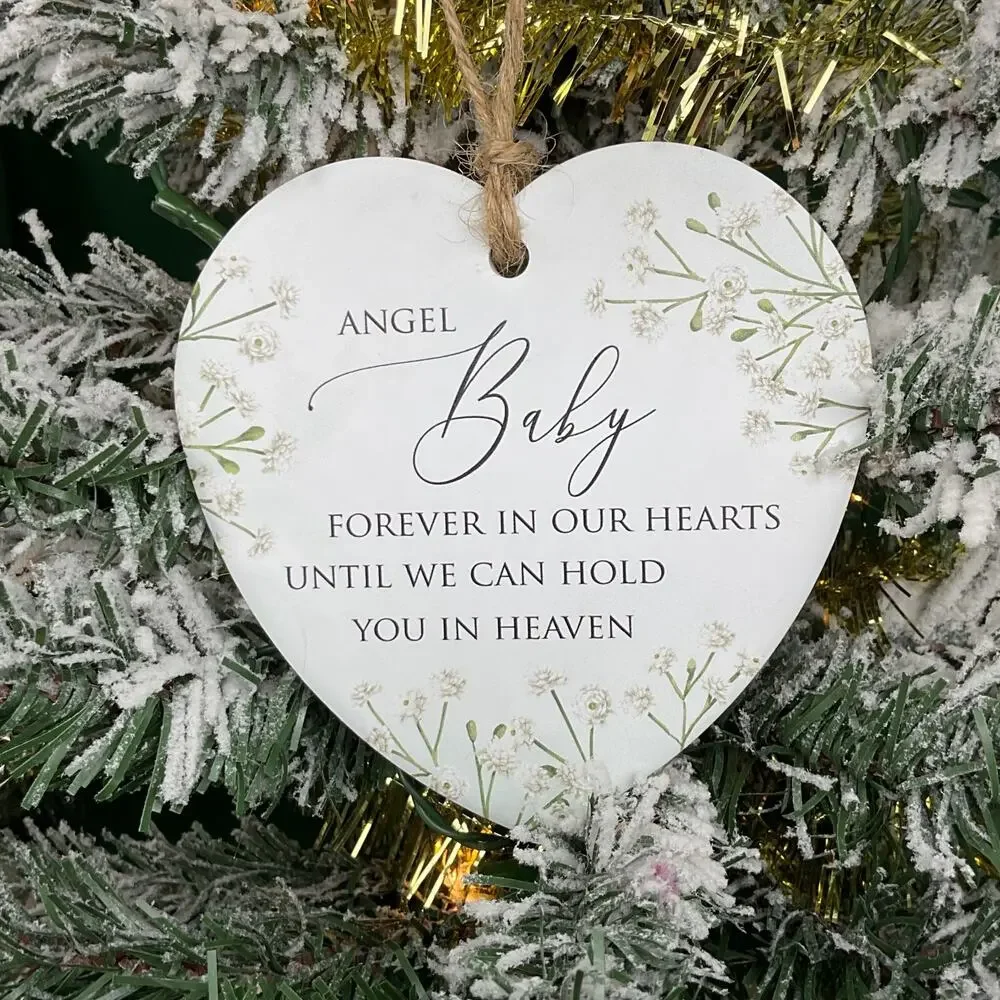 Angel Baby Remembrance Heart Christmas Ornament - Memorial Keepsake